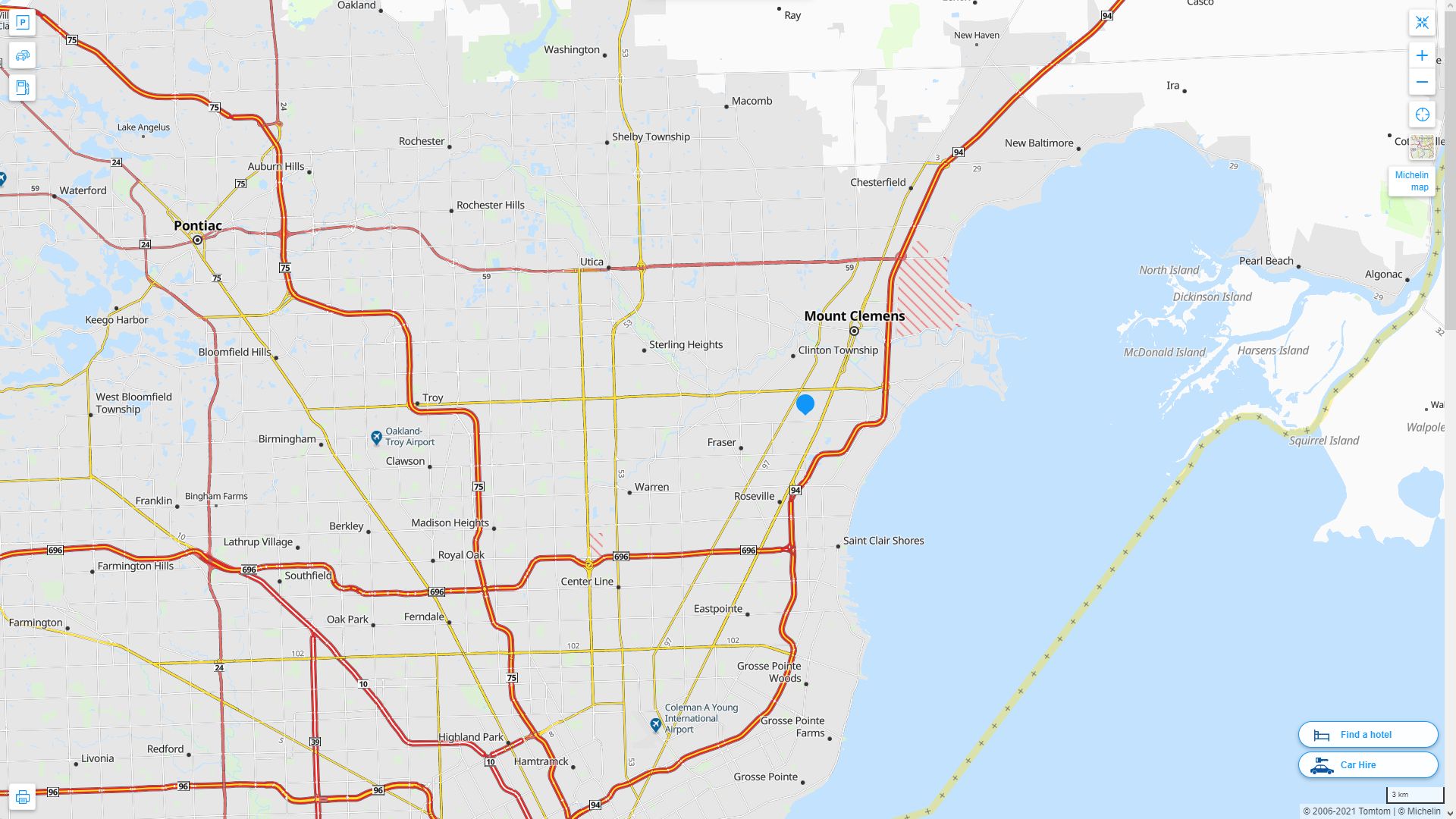 Clinton Township Michigan Highway and Road Map
